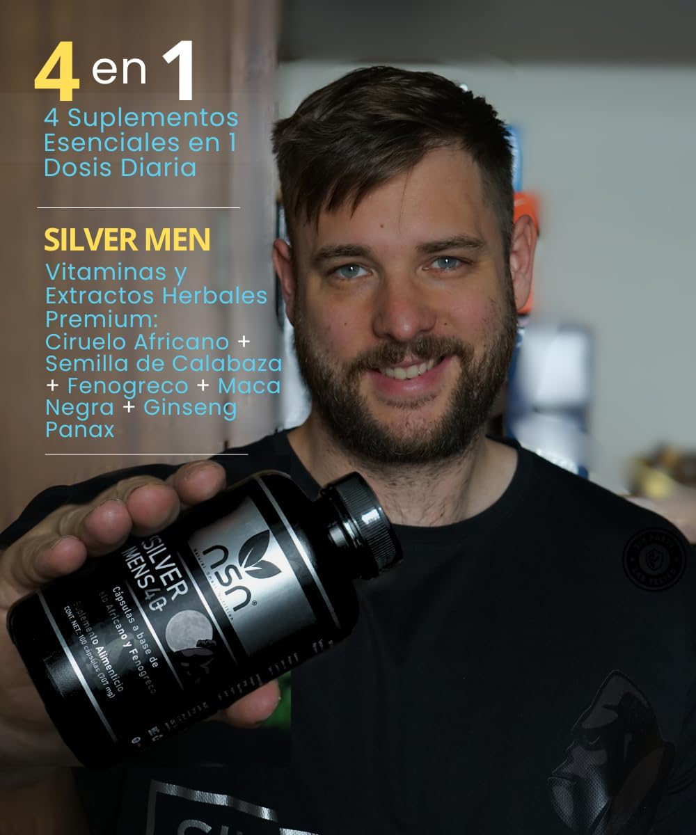 NSN | Silver Mens | Suplemen untuk Pria 40+ | Prem Afrika, Ginseng, Maca Hitam | 100 Kapsul — gambar 2